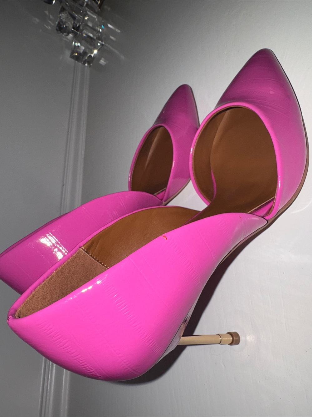 Kurt Geiger Hot Pink Patent Pointed D'Orsay Pumps - Picture 3 of 13